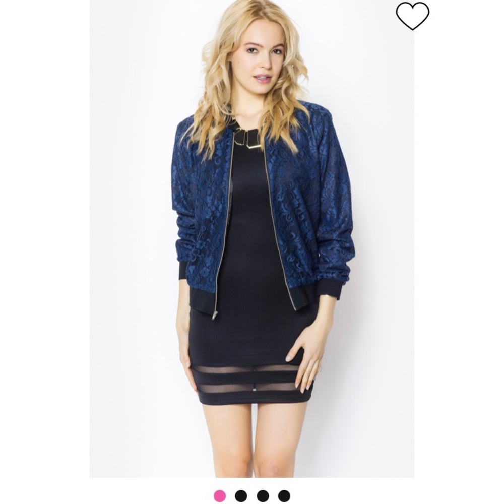 Blue lace bomber jacket size small